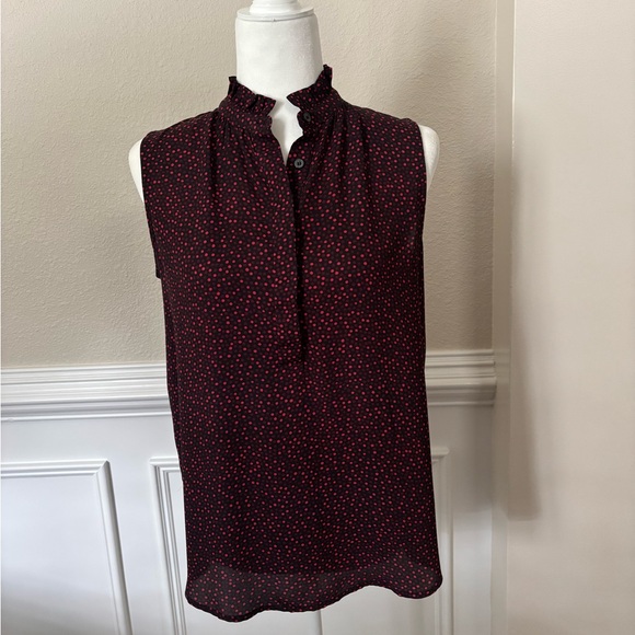 Ann Taylor Sleeveless Black and Red Polka Dot Top - Picture 1 of 9
